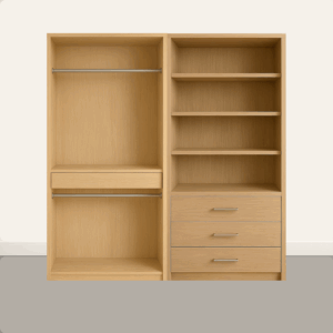 Double hanging with shelves and drawer
