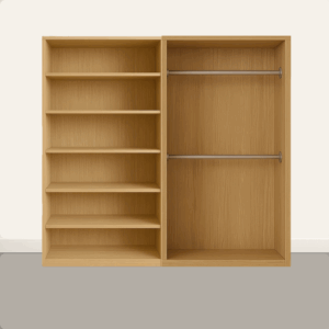 Shelves with double hanging
