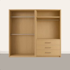 Triple hanging with shelf and drawer